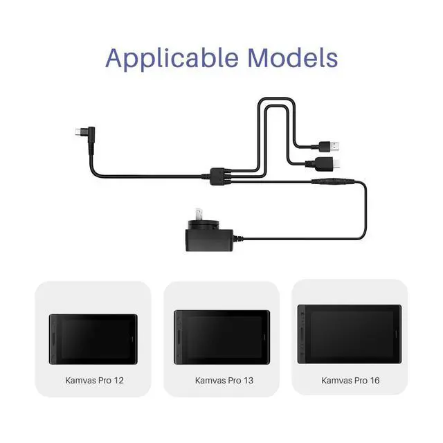 Alt view image 3 of 7 - 3-in-1 Cable Suitable for Huion KAMVAS Pro 12/13/16 Graphics Drawing Monitor