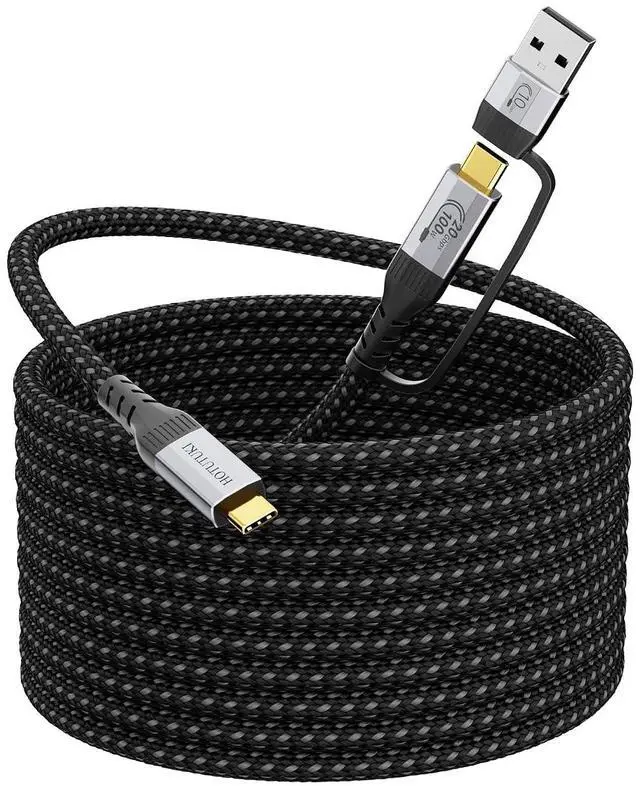 Main image of Long USB a to USB c Cable 16.5FT Multi Functional 2in1, usbc 3.2 Gen 2X2,20Gbps High Speed Data Transfer,4K@60Hz UHD Video 5A/100W Fast Charge Cord Compatible with Thunderbolt 3/4, Braided