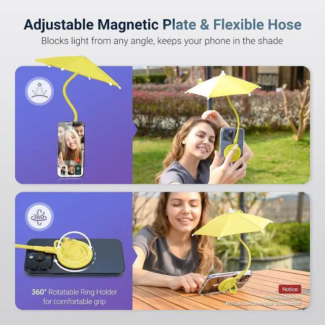 Alt view image 7 of 7 - Kiorafoto Cable Card + Phone Umbrella: USB Adapter Kit with Magnetic Cell Phone Umbrella for Sun
