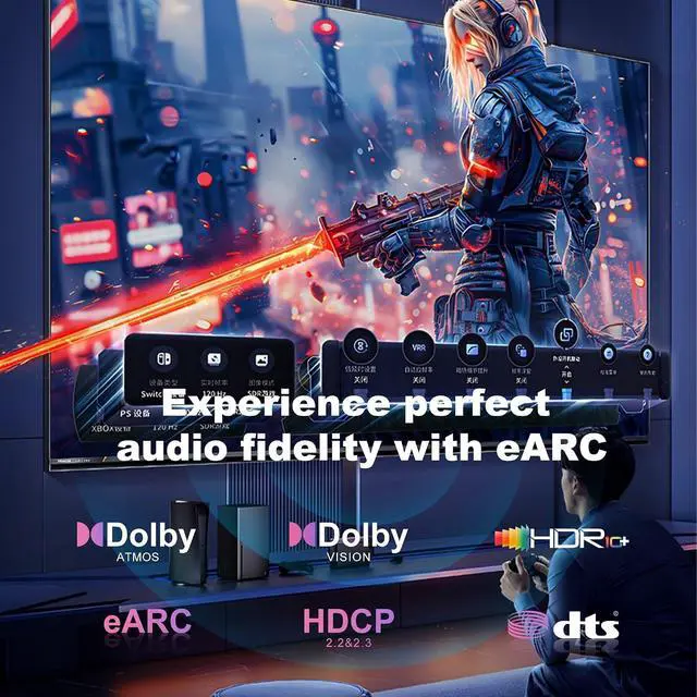 Alt view image 4 of 7 - Fiber Optic HDMI Cable 50FT, 8K Long HDMI 2.1 Cable, 48Gbps Ultra High Speed Braided 8K@60Hz 4K@120Hz, Dynamic HDR, eARC, HDCP 2.2&2.3, 3D, for PS5, Xbox, HDTV, Laptop, Monitor