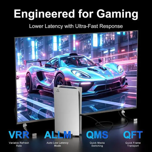Alt view image 5 of 7 - Fiber Optic HDMI Cable 50FT, 8K Long HDMI 2.1 Cable, 48Gbps Ultra High Speed Braided 8K@60Hz 4K@120Hz, Dynamic HDR, eARC, HDCP 2.2&2.3, 3D, for PS5, Xbox, HDTV, Laptop, Monitor