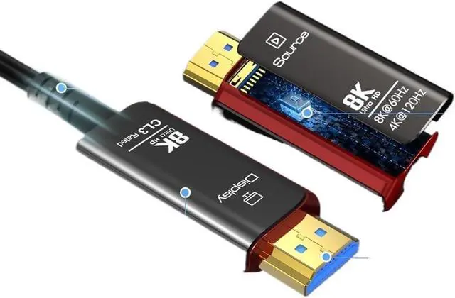 Alt view image 2 of 5 - HDMI Cables 50FT,8K HDMI 2.1 Fiber Optic Cable CL3 Rated,48Gbps 8K@60 4K@120Hz/144Hz, HDCP(CL3 Rated,40m)