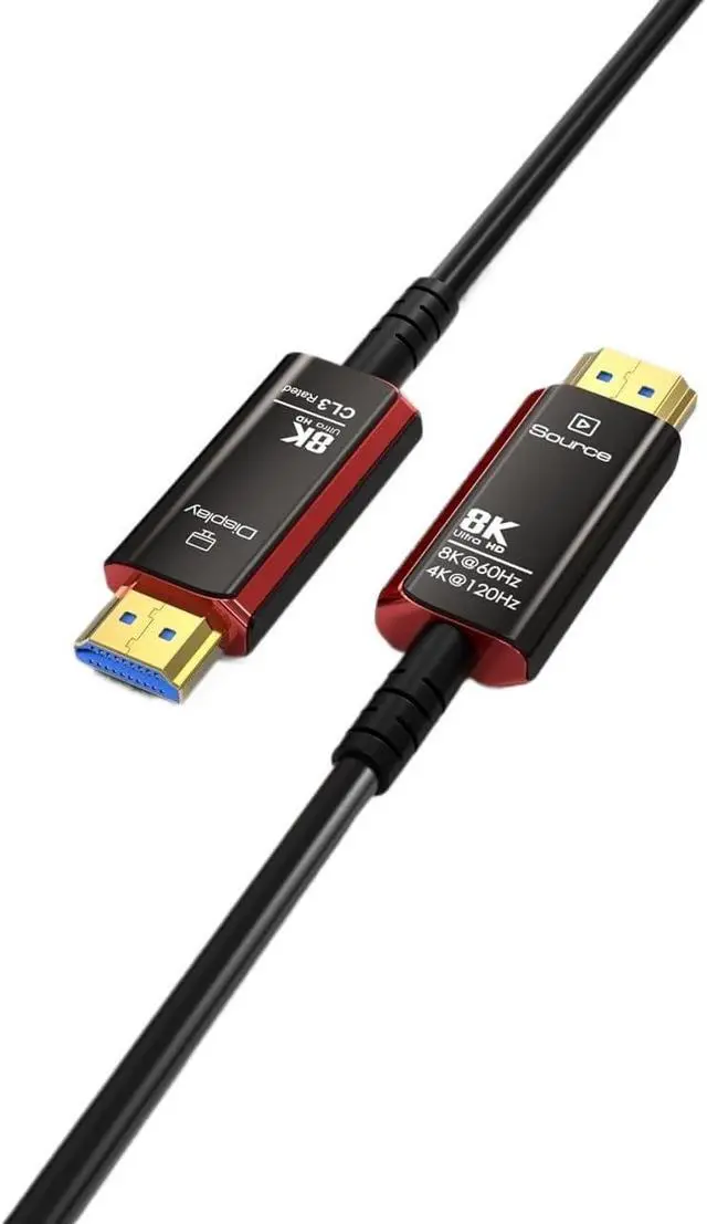 Alt view image 4 of 5 - HDMI Cables 50FT,8K HDMI 2.1 Fiber Optic Cable CL3 Rated,48Gbps 8K@60 4K@120Hz/144Hz, HDCP(CL3 Rated,40m)