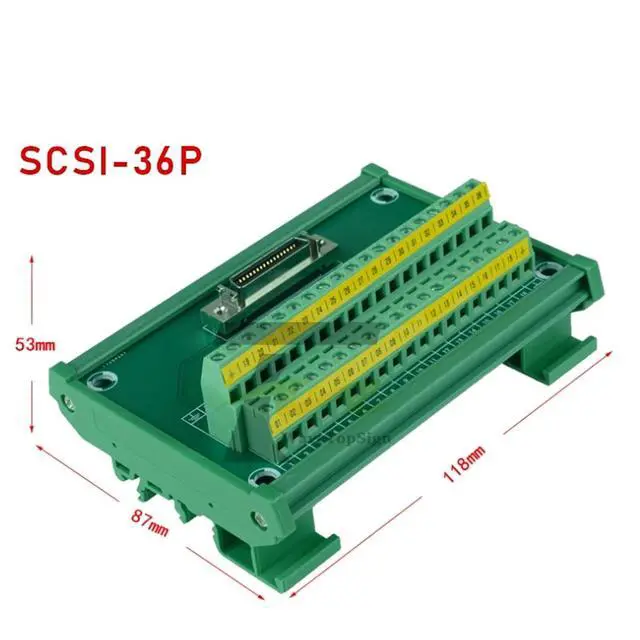 Alt view image 2 of 6 - Guide Rail Terminal Board SCSI14 SCSI20 SCSI26 SCSI36 SCSI50 SCSI68 SCSI100 Adapter Board I/O(SCSI 36P,5PCS)
