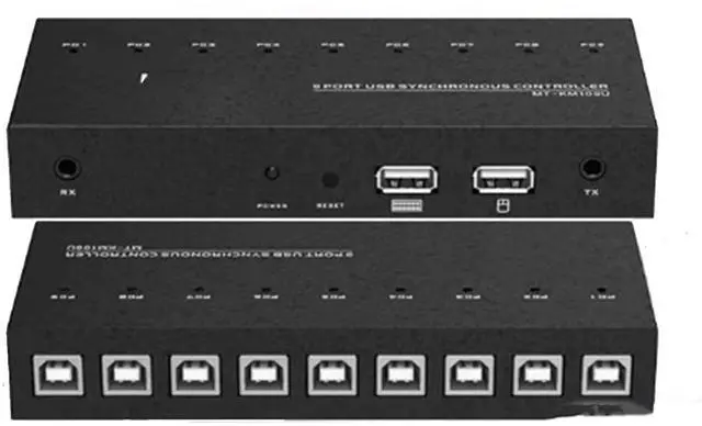 Main image of 4/8/9/16 Port Synchronizer - KVM Switch/Distributor, USB Keyboard Mouse Controller Split Screen Device, DNF Game Control Synchronizer, for Game Studios, Offices(9 Ports)