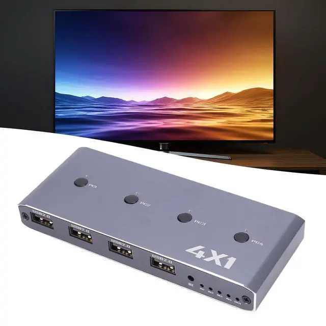 Alt view image 7 of 7 - GOWENIC HDMI KVM 4 Computer, 4 Port HDMI USB for Computer Share a 4K 60Hz Monitor and USB Devices, Plug and Play KVM for Keybord Mouse Printer Hard Drive