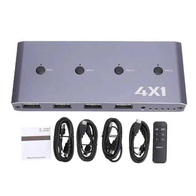 Alt view image 5 of 7 - GOWENIC HDMI KVM 4 Computer, 4 Port HDMI USB for Computer Share a 4K 60Hz Monitor and USB Devices, Plug and Play KVM for Keybord Mouse Printer Hard Drive