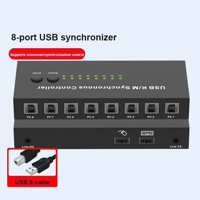 Alt view image 6 of 7 - KVM Switch/Distributor - 4/8/16 Port USB Keyboard Mouse Sync Controller, Multi Open Synchronizer, DNF Game Control Synchronizer, for Windows/Linux/Android/Netware Operating System(8 Ports)