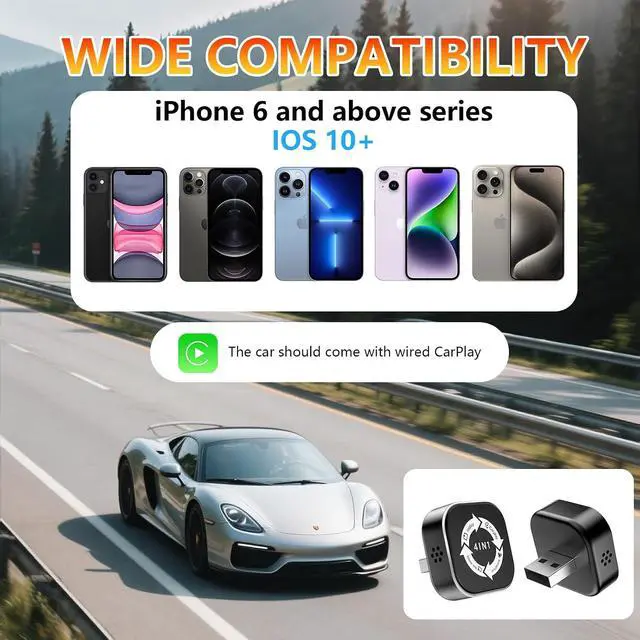 Alt view image 7 of 7 - 4 in 1 Wireless Carplay Adapter, Wired to Wireless Adapter for Car Play& Android Auto&Airplay&Mirror Link,USB-A Plug with Type-C Extension,Mini Size and Compact