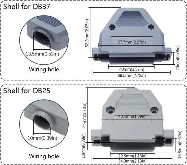 Alt view image 7 of 7 - DB9 DB15 DB25 DB37 Adapter Connector Serial Plug Connectors Hole pin Female Port Socket Plastic Case(Set 9P Male,10PCS)