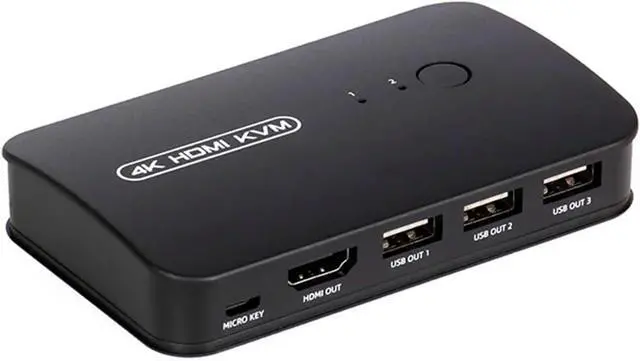 Alt view image 4 of 5 - HDMI-Compatible KVM Switch with Extender 1080p Share 2xUSB Disk Monitor Printer Keyboard Mouse for 2 Computers