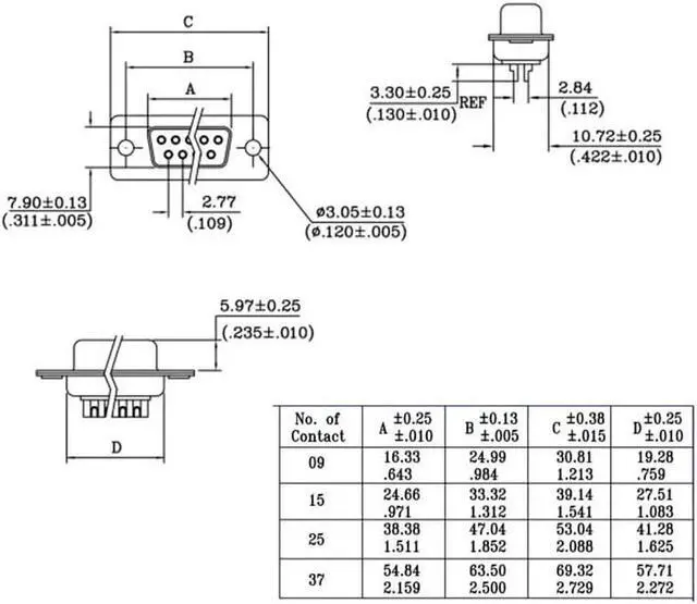 Alt view image 3 of 5 - DB9 DB15 DB25 Male Female Connector Gold-Plated Sol*/id Needle 9/15/25Pin RS232 Plug Industrial D-USB Stainless Steel Terminal(9Pin Female Mini)