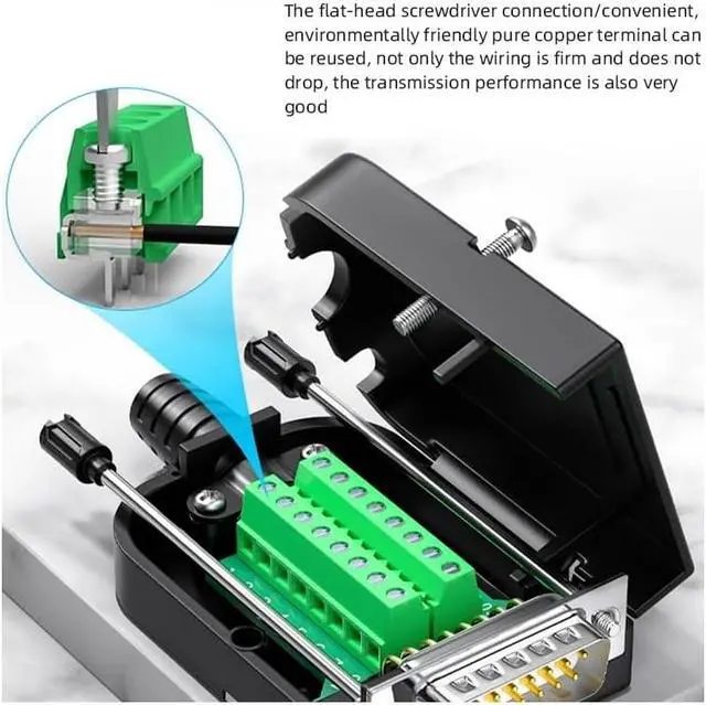 Alt view image 4 of 7 - Thin DB15 Solder-Free Connector 15 Pin Male Female Connector D-SUB 15Pin Breakout Terminal Serial Port Adapter(Metal Female)