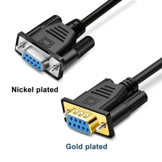 Alt view image 4 of 5 - DB9 RS232 Serial Straight Cable 9pin to 3-cores Gold Plated Plug Connector Male Female Nickel Plated Data Cable(Female Nickel Plated,1.5 Meters)