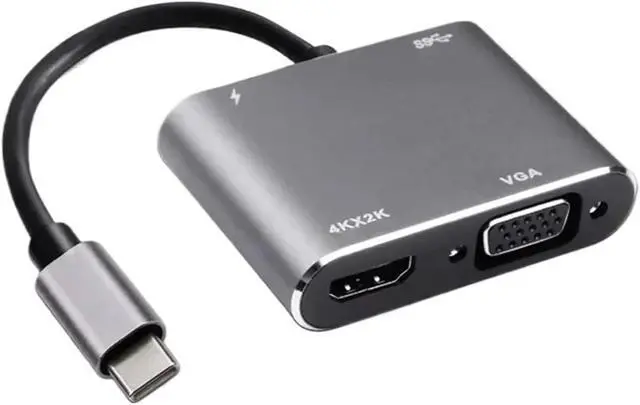 Alt view image 2 of 3 - USB C to HDMI-Compatible V/GA TY>pe Digital AV Multiport Adapter 3 Converter to 4K 1080P Fast for(Gray 3 in 1)
