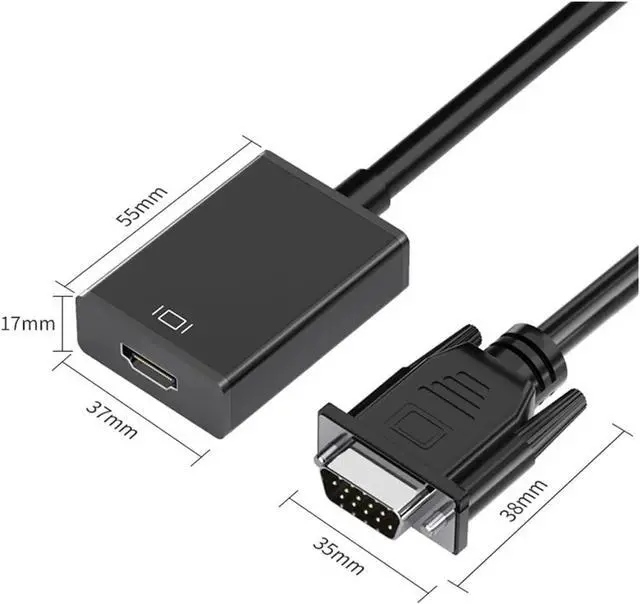Alt view image 4 of 4 - V/GA to HDMI-Compatible Full HD 1080P Converter Adapter Cord with Output for PC to HDTV Projector(VGA to HDMI 2)