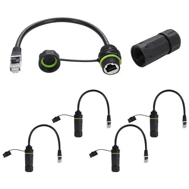 Main image of PENGLIN 5PCS RJ45 Male to Female Waterproof Coupler, Shielded Cat5/5e/6 Ethernet LAN Cable Connector for Outdoor Network LED Equipment(Network Cable Length 9.84 Inch)