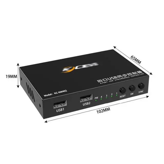 Alt view image 2 of 6 - USB Synchronizer - 2/4/8 Port KVM Switch/Distributor, Multiple Computers Share of Keyboard Mouse Sync Controller, DNF Game Control Synchronizer, Plug & Play(4 Ports)