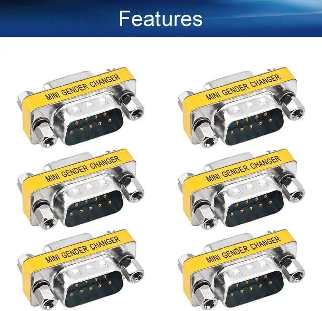 Alt view image 3 of 4 - Heyiarbeit 9-pin 2-Row DB9 VGA Gender Changer Male to Female Mini Gender Changer Coupler Adapter Connector for Serial Applications Blue 20pcs