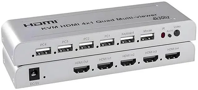 Main image of KVM Switch - 4/16 Ports Split-Screen Synchronizer, Screens Split Control KVM Switch//Distributor, USB Keyboard Mouse Sync Controller, HDMI Screen Splits Controller(4 Ports)