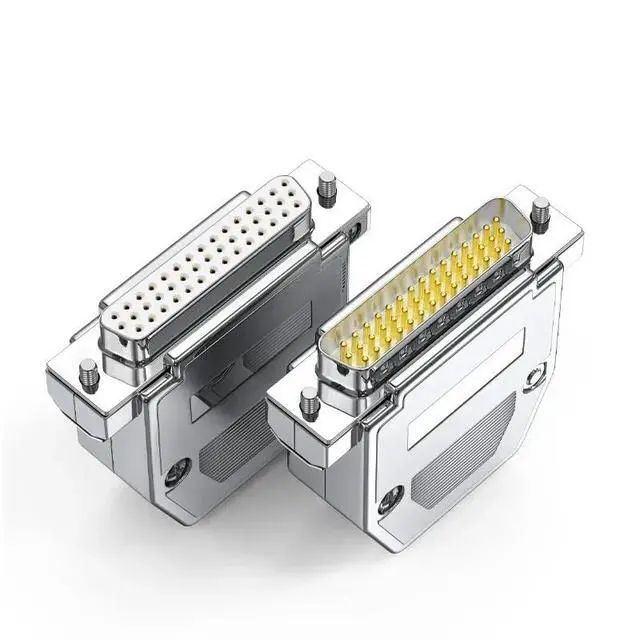 Alt view image 4 of 7 - Gold-Plated DB44 Male Female Head Plug 3-Rows 44 Pin Welding Connector DB 44 Core Connectors Chromium Plating Shell(Female-Punching Pin)