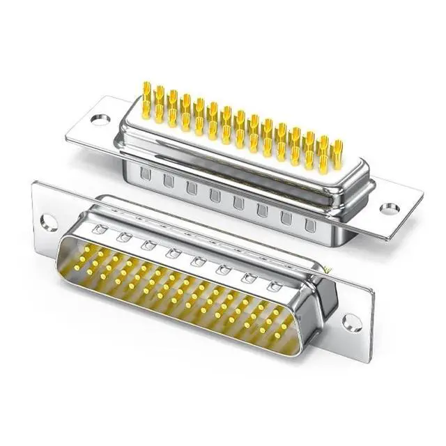 Alt view image 6 of 7 - Gold-Plated DB44 Male Female Head Plug 3-Rows 44 Pin Welding Connector DB 44 Core Connectors Chromium Plating Shell(Female-Punching Pin)