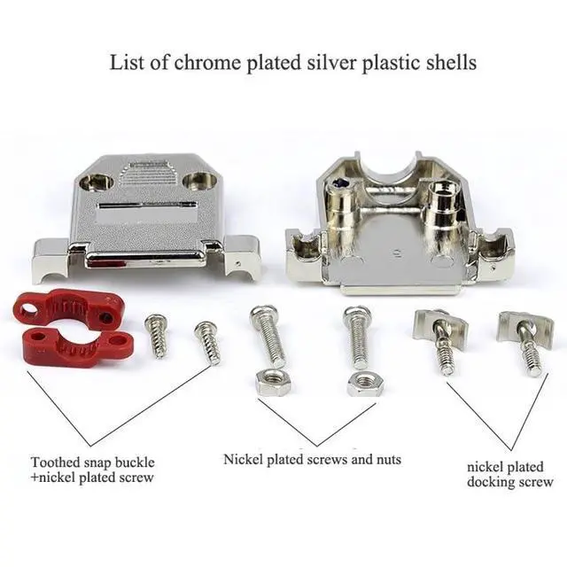 Alt view image 7 of 7 - Gold-Plated DB44 Male Female Head Plug 3-Rows 44 Pin Welding Connector DB 44 Core Connectors Chromium Plating Shell(Female-Punching Pin)