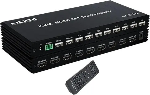 Main image of 4K HDMI 8x1 KVM Multi-viewer Seamless Switch 8 CH Multiplexer Multi Screen Viewer Quad Multiviewer for PC TV(4K 60hz 4x1Multi,UK Plug)