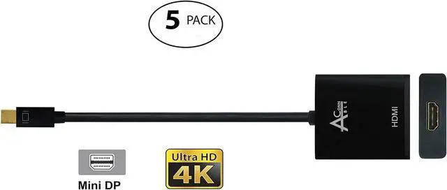 Alt view image 2 of 5 - MDPHD4KA5, 5-Pack Active Mini DisplayPort (Thunderbolt 2) to HDMI Adapter for Displays up to 4K Ultra HD 3840x2160@30Hz (Gold Plated) - Active Mini DP 1.2 to HDMI 4K UHD