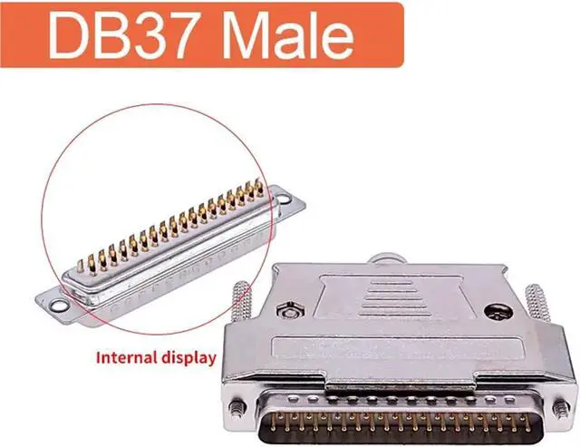 Alt view image 2 of 6 - DB37 Metal Connector D Sub Gold Plated Brass contactor 37 pin Hole Port Socket Female Male Adapter 2 Row(Male)