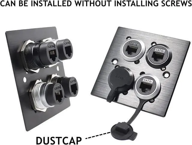 Alt view image 5 of 7 - PENGLIN 5PCS RJ45 Panel Mount Connector,Double Head CAT6/5e /5 Ethernet LAN Cable Connector Adapter Female to Female with Waterproof/Dust Cap