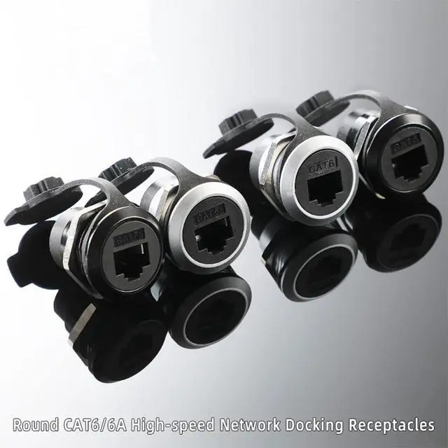 Alt view image 6 of 7 - PENGLIN 5PCS RJ45 Panel Mount Connector,Double Head CAT6/5e /5 Ethernet LAN Cable Connector Adapter Female to Female with Waterproof/Dust Cap