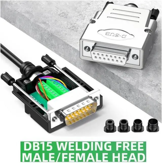 Alt view image 2 of 7 - Thin DB15 Solder-Free Connector 15 Pin Male Female Connector D-SUB 15Pin Breakout Terminal Serial Port Adapter(Metal Female)