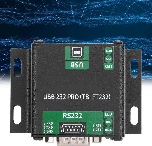Alt view image 2 of 7 - Diyeeni Industrial USB to RS232 Adapter, USB to RS232 Bidirectional Conversion Serial Module, Power & Signal Isolation, Overcurrent & Electrostatic Guard Circuits, Aluminum Shell