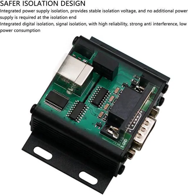 Alt view image 4 of 7 - Diyeeni Industrial USB to RS232 Adapter, USB to RS232 Bidirectional Conversion Serial Module, Power & Signal Isolation, Overcurrent & Electrostatic Guard Circuits, Aluminum Shell