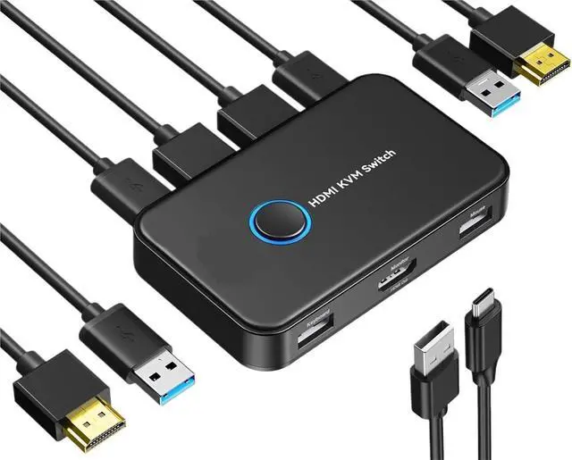 Main image of KVM Switch HDMI 2 in 1 Out for 2 Computers Sharing One HD Monitor and Keyboard Mouse