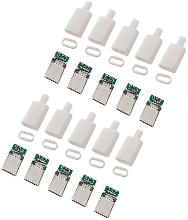 Main image of 5/10 Sets USB 3.1 Type C Connector Male Plug DIY Solder Wire USB C Male Adapter Cable for DIY Data Line Interface Male Socket(White 10 Sets)