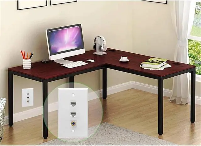 Alt view image 4 of 6 - Coax Keystone 4pcs Ethernet Coax Wall Plate 2 Port Cat6 RJ45 Keystone and 1 F Type Connector Female