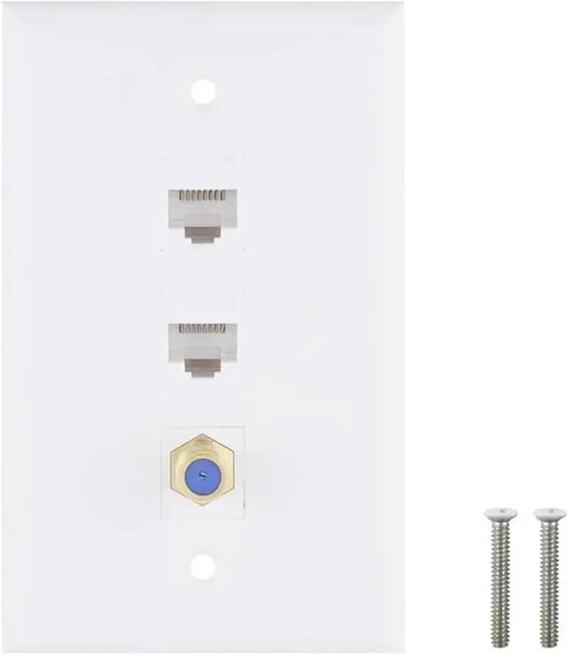 Alt view image 5 of 6 - Coax Keystone 4pcs Ethernet Coax Wall Plate 2 Port Cat6 RJ45 Keystone and 1 F Type Connector Female