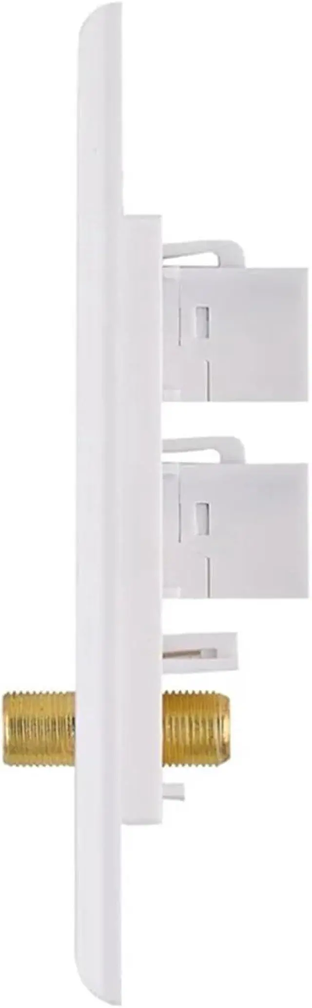 Alt view image 3 of 6 - Coax Keystone 4pcs Ethernet Coax Wall Plate 2 Port Cat6 RJ45 Keystone and 1 F Type Connector Female