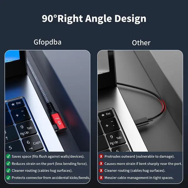 Alt view image 3 of 7 - USB C Camera Tethering Cable for Right Angle Thunderbolt 5 Cable 10FT, Support 40Gbps, 240W PD, 8K@60Hz, 4K@144Hz for Thunderbolt 4, iPhone 17, USB4, Canon, Sony, Nikon, Fuji, Mac mini M4