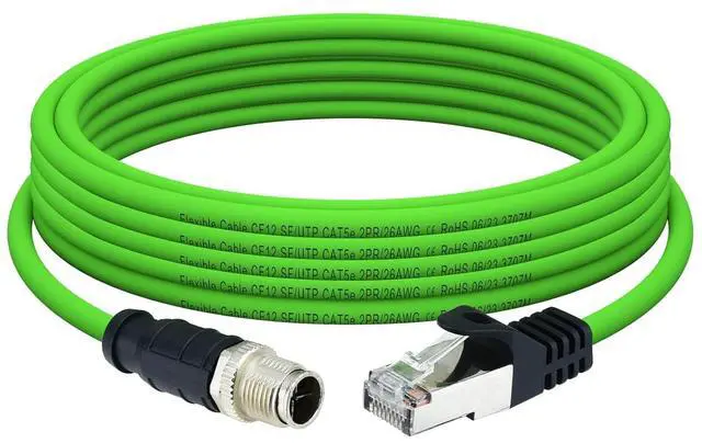 Main image of M12 X-Coded 8 Pin to RJ45 Ethernet Cable 10Gbps Cat6A Industrial Ethernet Shielded Cable Waterproof for Cognex and Automation Application SFTP 26AWG 5m 16.5Ft