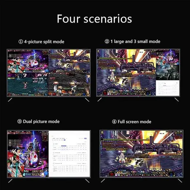 Alt view image 5 of 7 - KVM Switch - 4/16 Ports Split-Screen Synchronizer, Screens Split Control KVM Switch//Distributor, USB Keyboard Mouse Sync Controller, HDMI Screen Splits Controller(4 Ports)