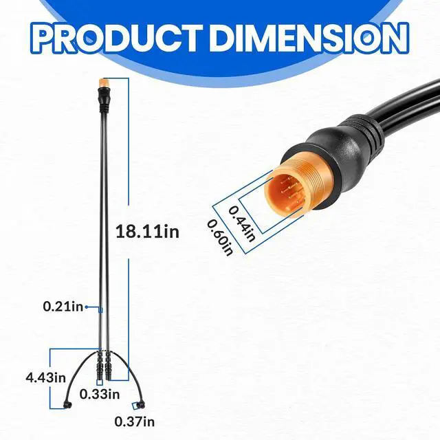 Alt view image 7 of 7 - 12-Pin to Dual 4-Pin Transducer Y-Cable 010-12234-05 for Garmin echoMAP 71sv/72sv/75sv, for Striker 7sv, for Striker Plus 7sv/9sv, for Striker Vivid 7sv/9sv Chartplotter or Fish Finder