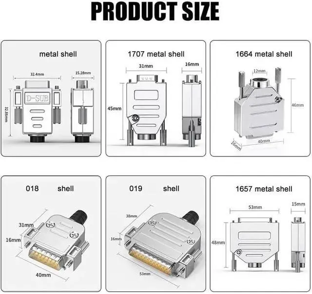 Alt view image 5 of 5 - DB9 DB15 DB25 Male Female Connector Gold-Plated Sol*/id Needle 9/15/25Pin RS232 Plug Industrial D-USB Stainless Steel Terminal(9Pin Female Mini)