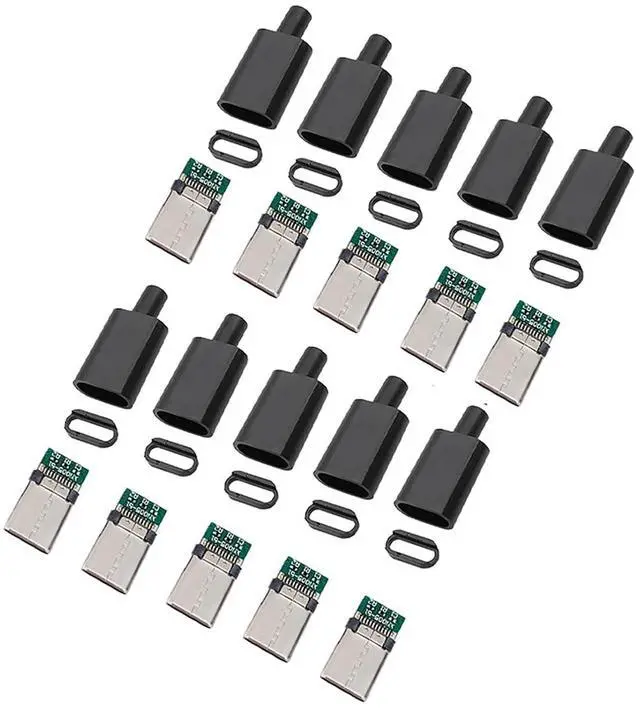 Alt view image 2 of 7 - 5/10 Sets USB 3.1 Type C Connector Male Plug DIY Solder Wire USB C Male Adapter Cable for DIY Data Line Interface Male Socket(White 10 Sets)