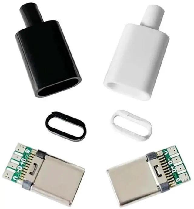 Alt view image 5 of 7 - 5/10 Sets USB 3.1 Type C Connector Male Plug DIY Solder Wire USB C Male Adapter Cable for DIY Data Line Interface Male Socket(White 10 Sets)
