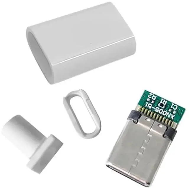 Alt view image 6 of 7 - 5/10 Sets USB 3.1 Type C Connector Male Plug DIY Solder Wire USB C Male Adapter Cable for DIY Data Line Interface Male Socket(White 10 Sets)