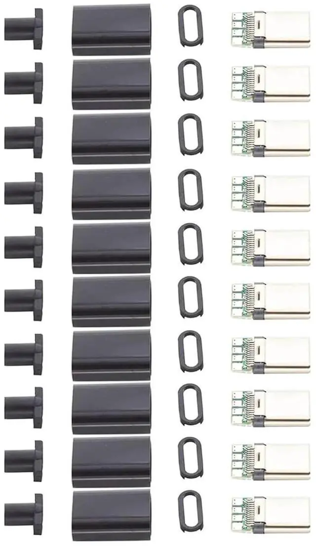 Alt view image 7 of 7 - 5/10 Sets USB 3.1 Type C Connector Male Plug DIY Solder Wire USB C Male Adapter Cable for DIY Data Line Interface Male Socket(White 10 Sets)