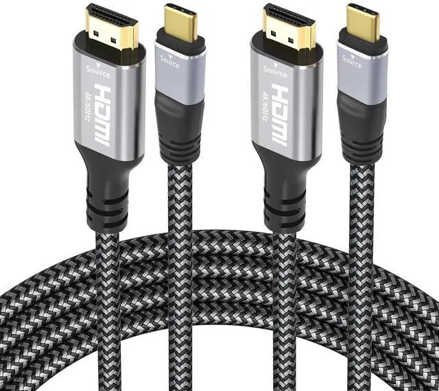 Main image of Cyberguys! USB C to HDMI Cable, 4K 60Hz Braided Type-C Cord with Gold-Plated Connectors, Thunderbolt Compatible, Works with MacBook, iPad Pro, Dell, HP, Samsung, Chromebook, Projector, 6 FT, 2-Pack